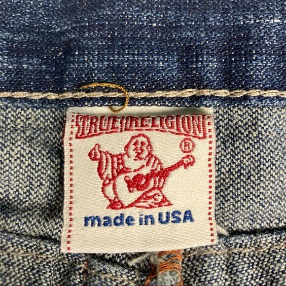 TRUE RELIGION Joey Distressed Wiskering Jeans w/ Embroidered Back Pocket Sz 32 - Picture 11 of 16